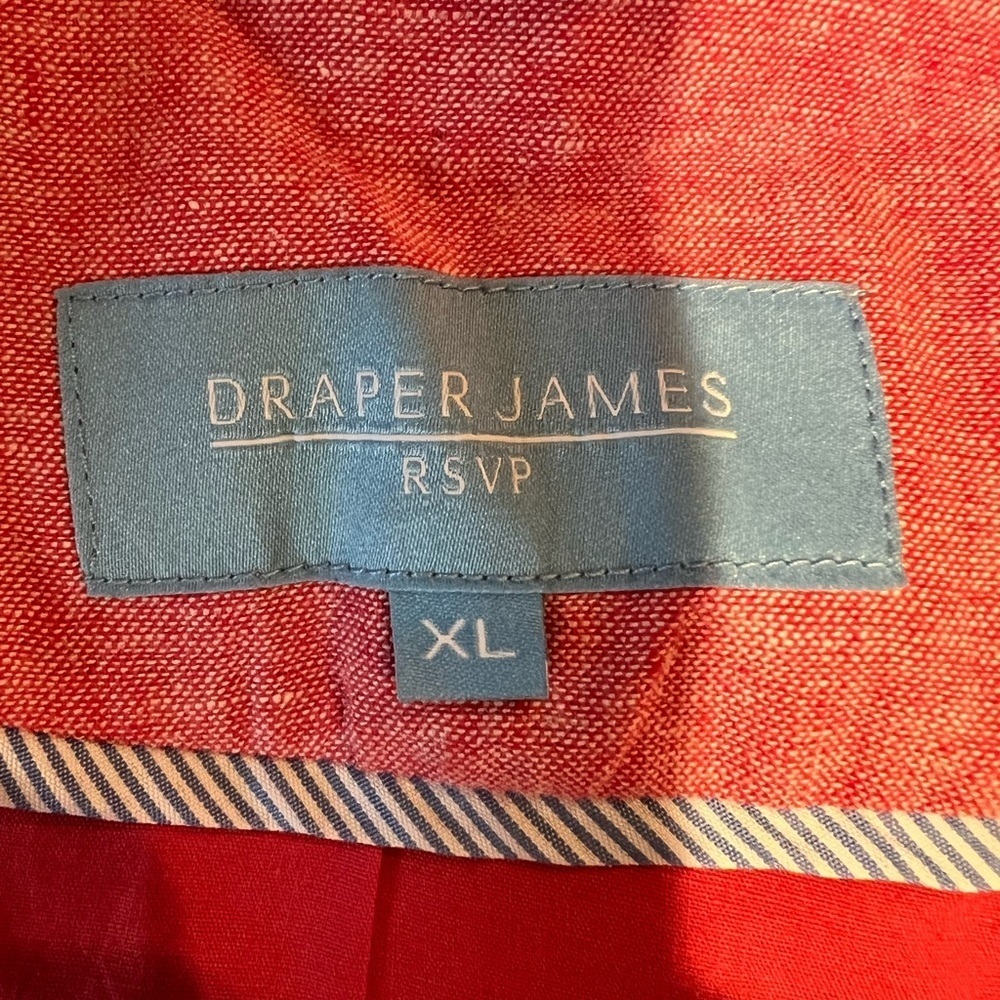 Draper James Blazer Womens Washed Pink Red Boxy Jacket Linen Cotton Chambray XL - Picture 6 of 8